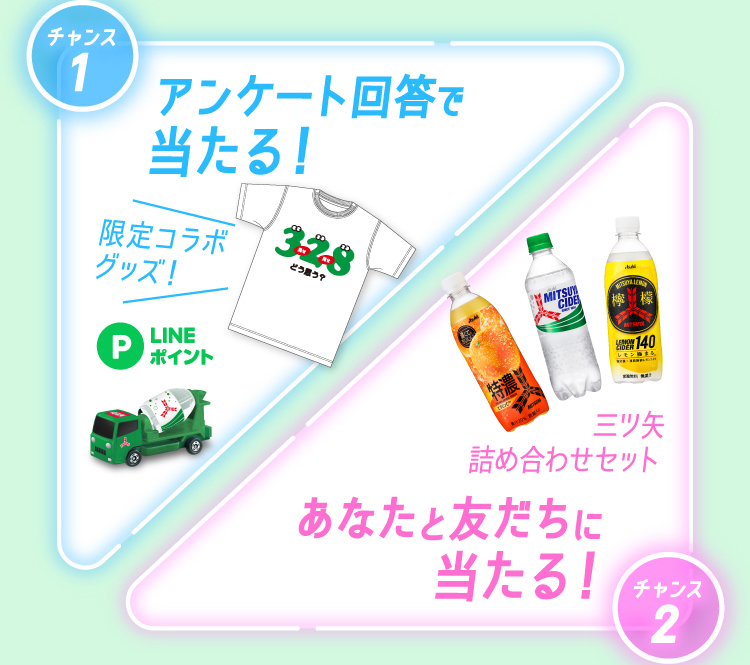 あなたと友だちにも三ツ矢が当たる！みんなで一緒に心はじけよう