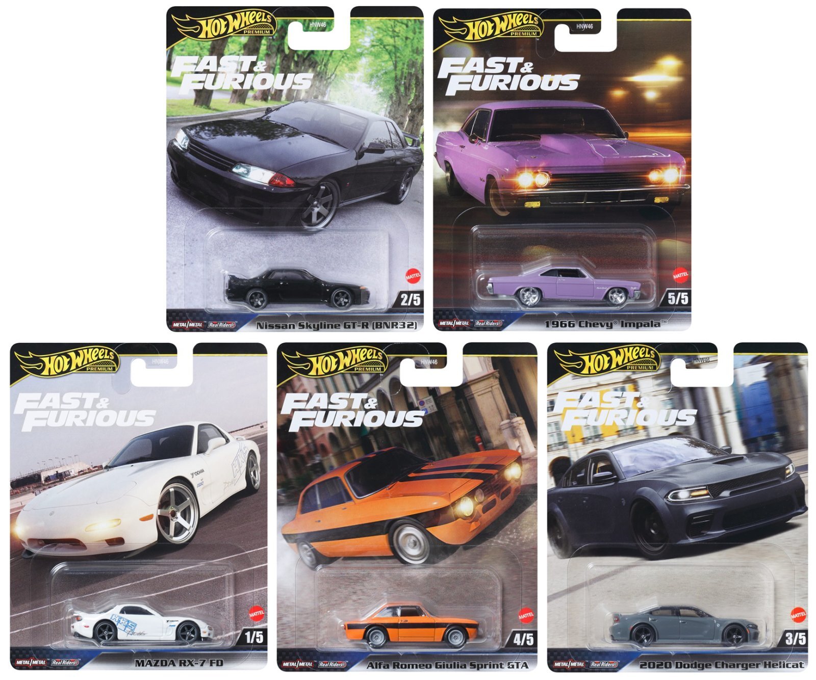 2025 HW FAST & FURIOUS (ワイルド・スピード) 【Bアソート5種セット