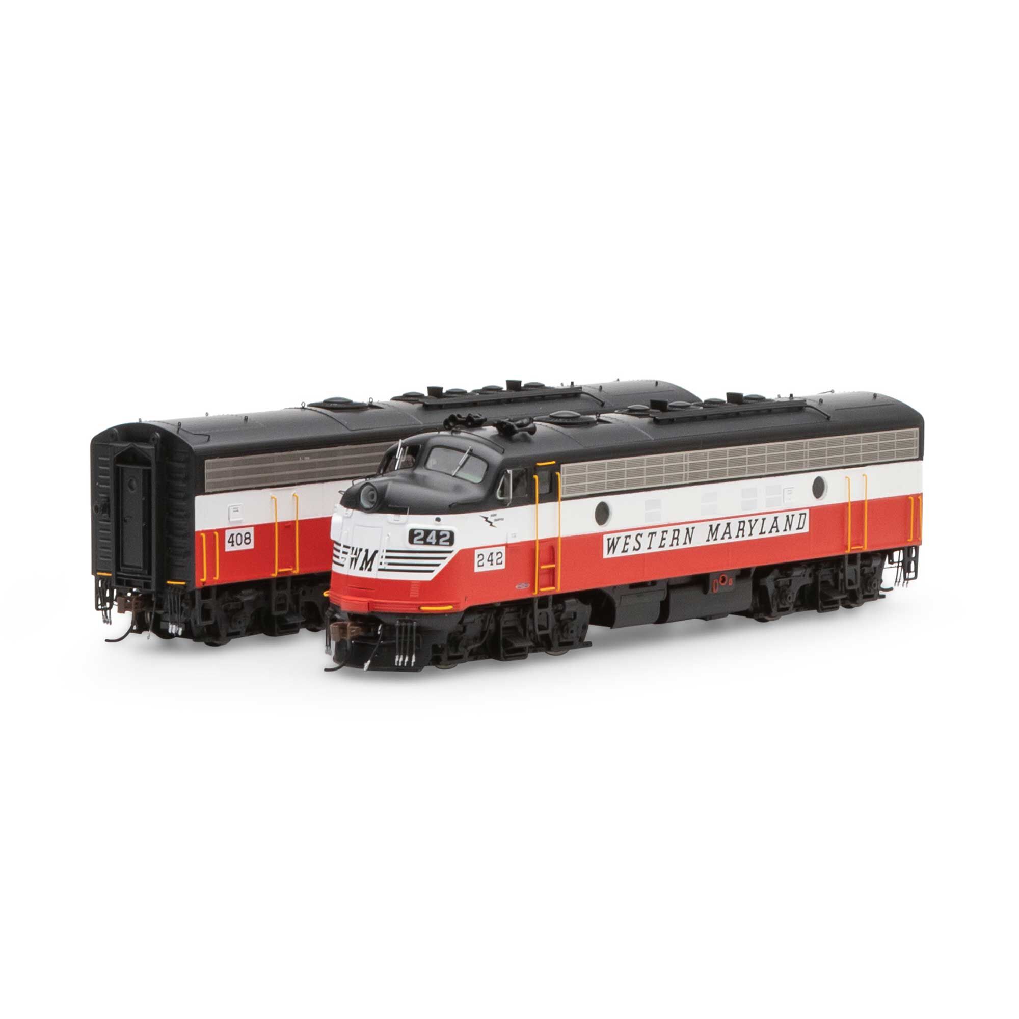 HO F7 A/B with DCC & Sound, WM #242/#408 Model Train | Athearn
