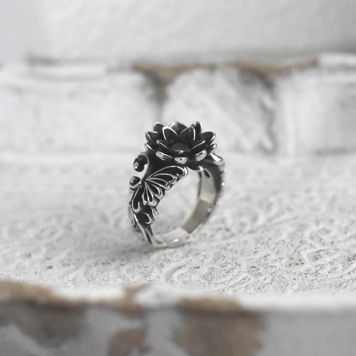 アゲハ 蝶 蓮 デザイン シルバー925 リング 指輪【Ageha|アゲハ】Ageha