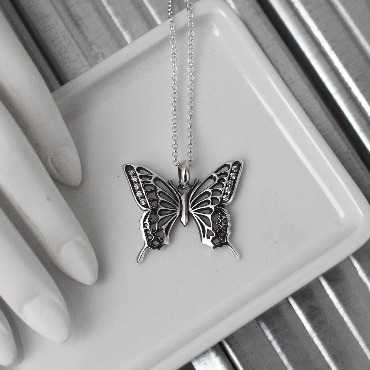アゲハ 蝶 透かし模様 シルバー925 ペンダント ネックレス【Ageha