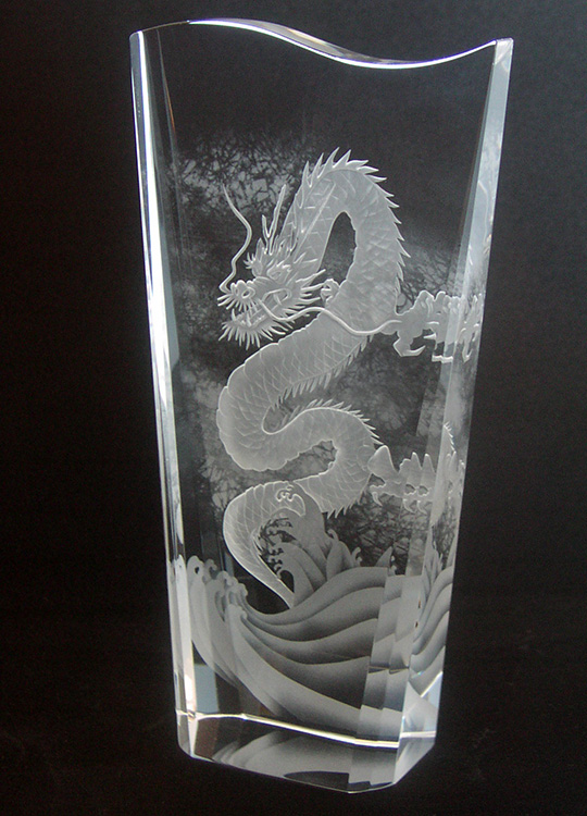 クリスタルオブジェ 昇龍 / ガラスアート ギフト アトリエピジョン
