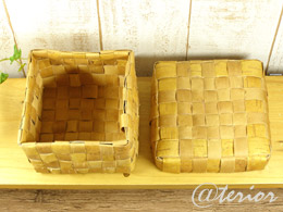 北欧白樺のふた付きかごバスケット【北欧雑貨のアットテリア】