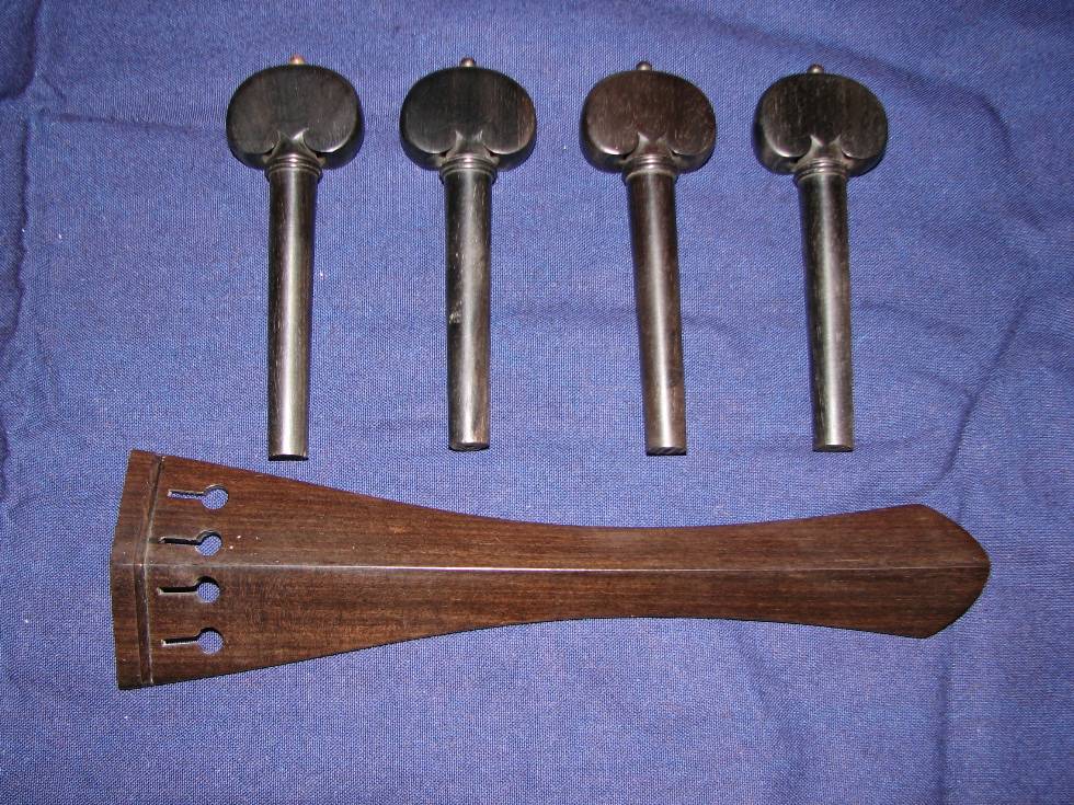 チェロフィッティング(ペグ・テールピース)黒檀（エボニー）材 ヒル