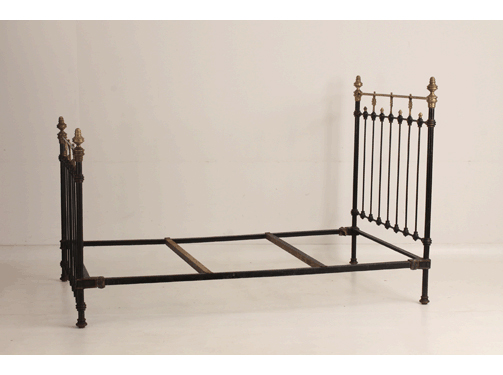 AWABEES / ☆アイアンセミダブルベッド 黒 マットレス付