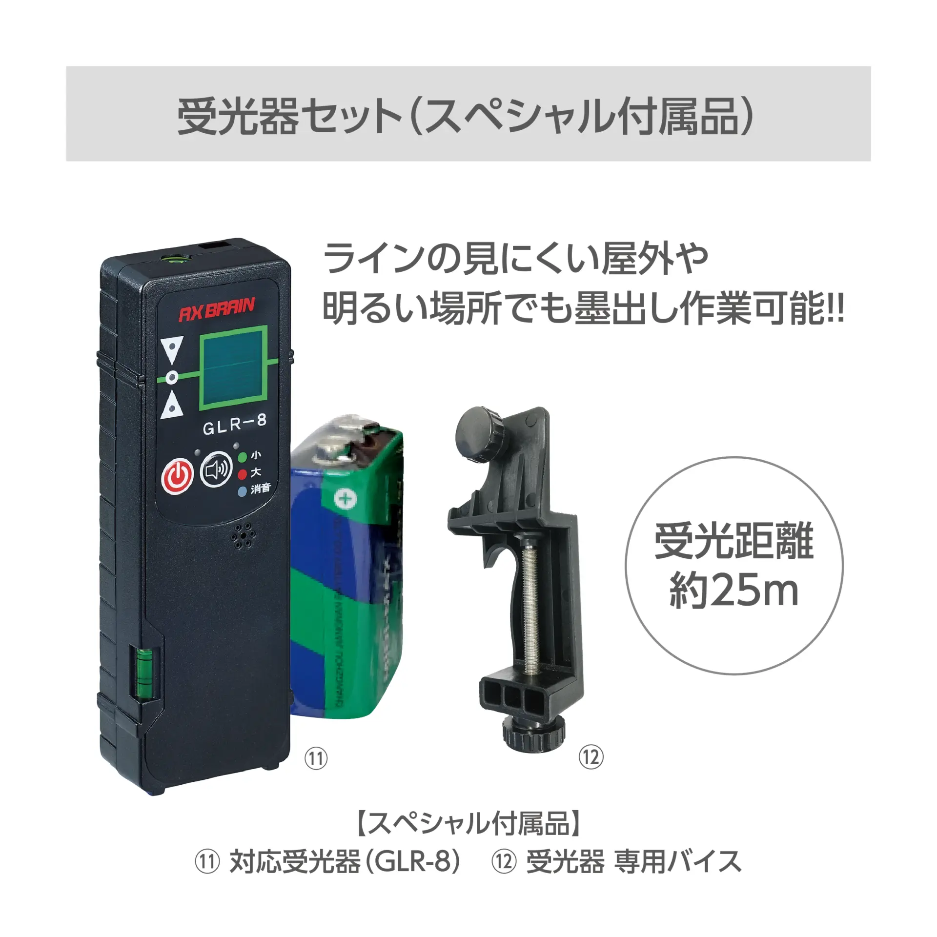 LVG-8CF フラッシュ グリーンレーザー円錐ミラー墨出し器 – アックス