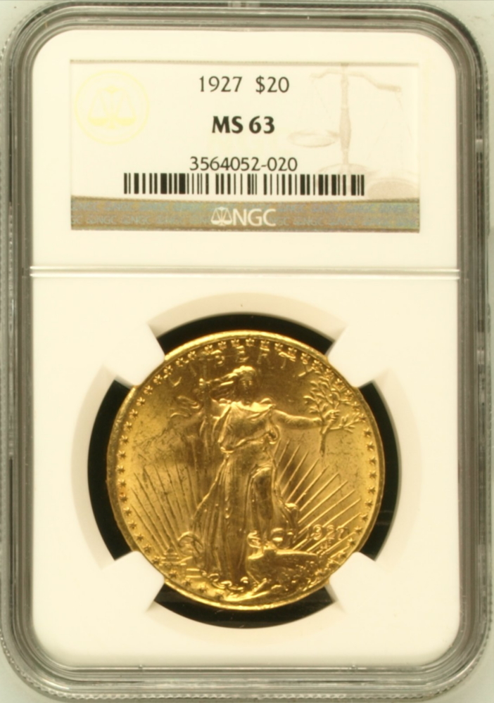 1927 $20 NGC MS-63 Gold Double Eagle Saint Gaudens Coin [DEG-OZ