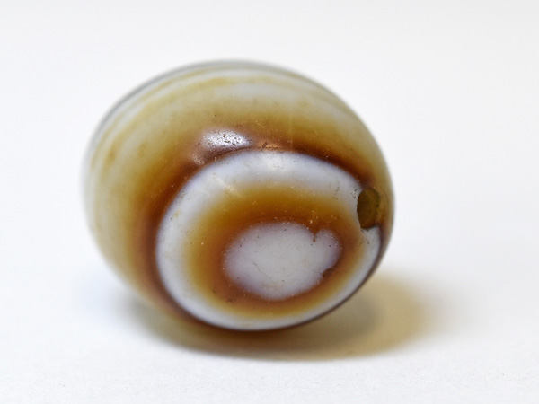 2303】こげ茶繊細縞瑪瑙同心円1眼楕円形大玉P1,とんぼ玉,アンティーク