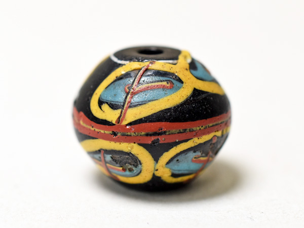 2602】ANTIQUEヴェネチア希少柄大粒キングビーズH4【とんぼ玉】【蜻蛉