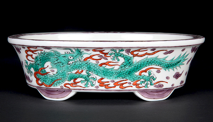 平安泉山五彩雲龍図楕円鉢 | 盆栽、盆栽書籍、盆栽鉢の通販│近代出版