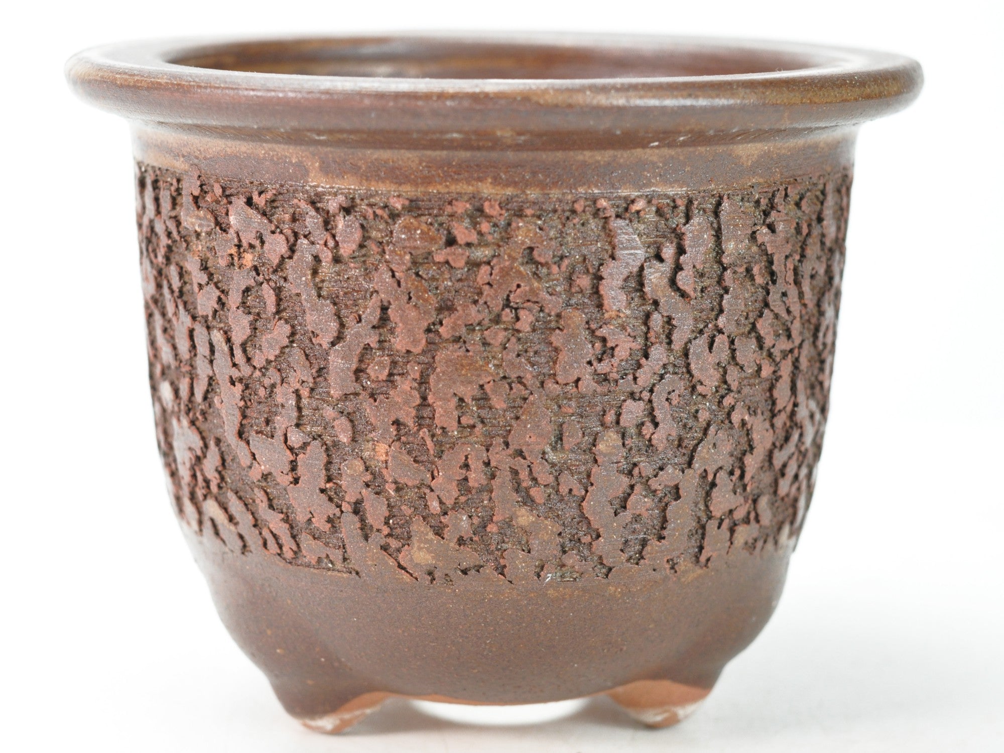 信楽焼 イラボ松皮観音竹鉢 5号 幅16cm×高さ12.5cmの販売｜盆栽妙