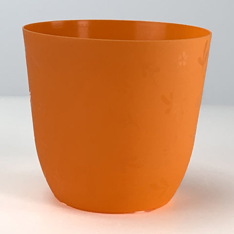 プラ鉢 3号 スタンダード丸鉢リーフ模様 オレンジ 3.5TKM 幅9.2cm×高さ
