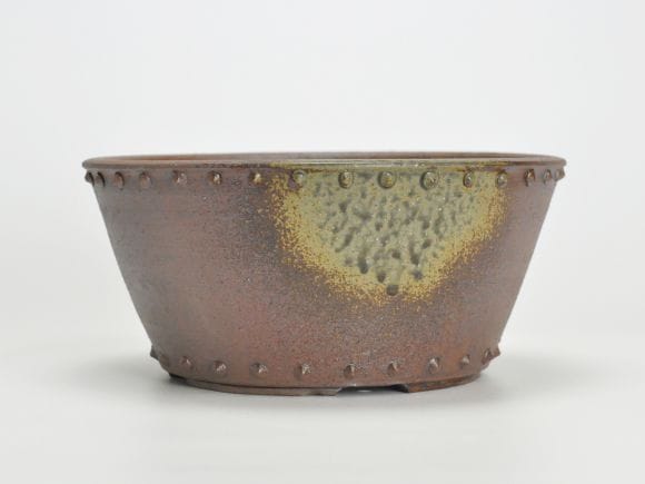 作家鉢 8号 鋲打丸鉢 伊藤光伸作 幅23.5cm×高さ11cm の盆栽を販売