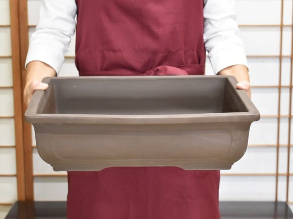 常滑焼 盆栽鉢 ウ泥長角マド入 14号 幅44.5cm×高さ11.5cmを販売｜盆栽