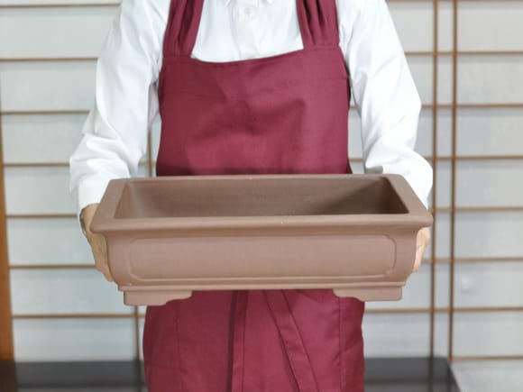 紫泥長方中深 盆栽鉢 13号 鉢幅40cm×奥行き30cm×高さ10cm を販売｜盆栽