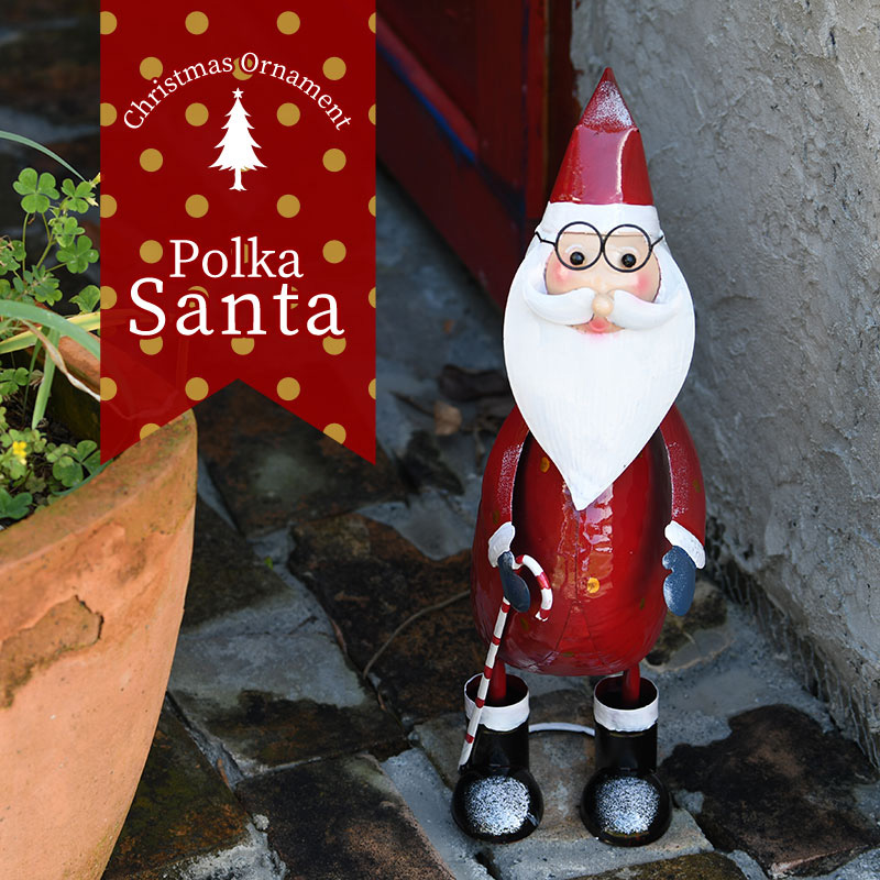 英国 Smart Garden クリスマスオブジェ 水玉サンタクロース ブリキ製