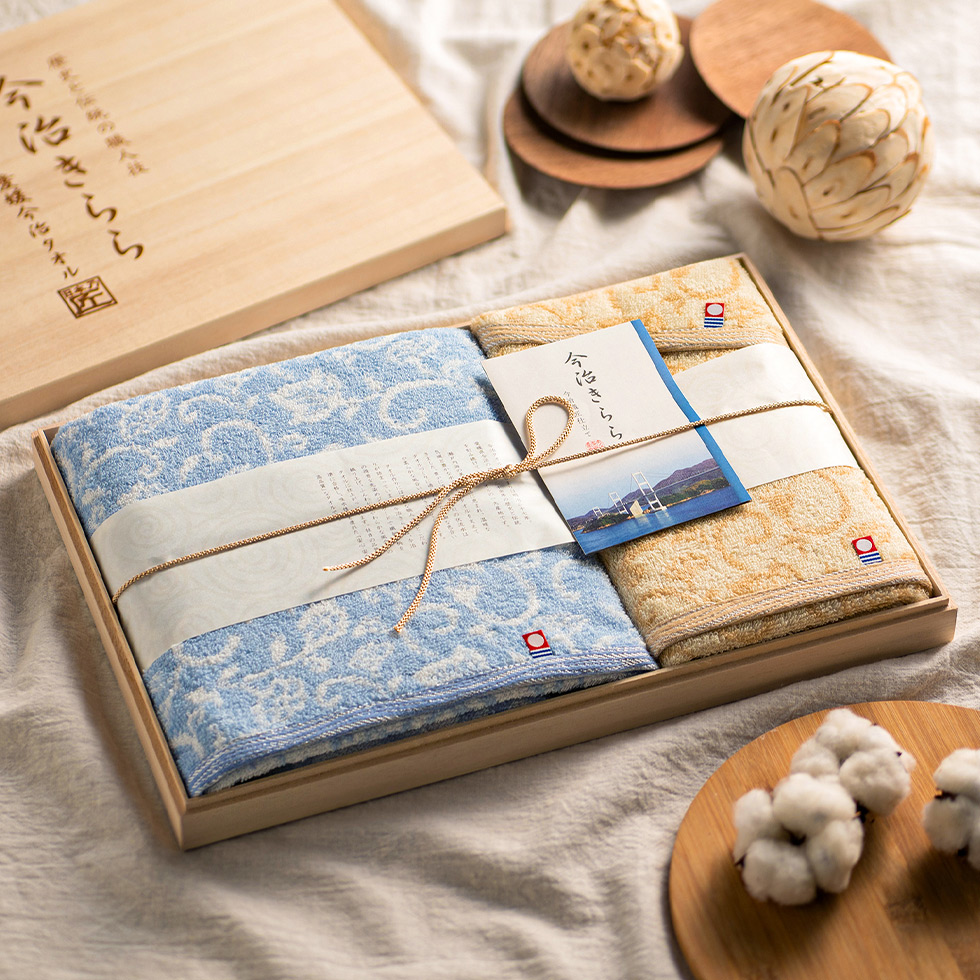 今治きらら 日本製 愛媛今治 木箱入りタオルセット バスタオル
