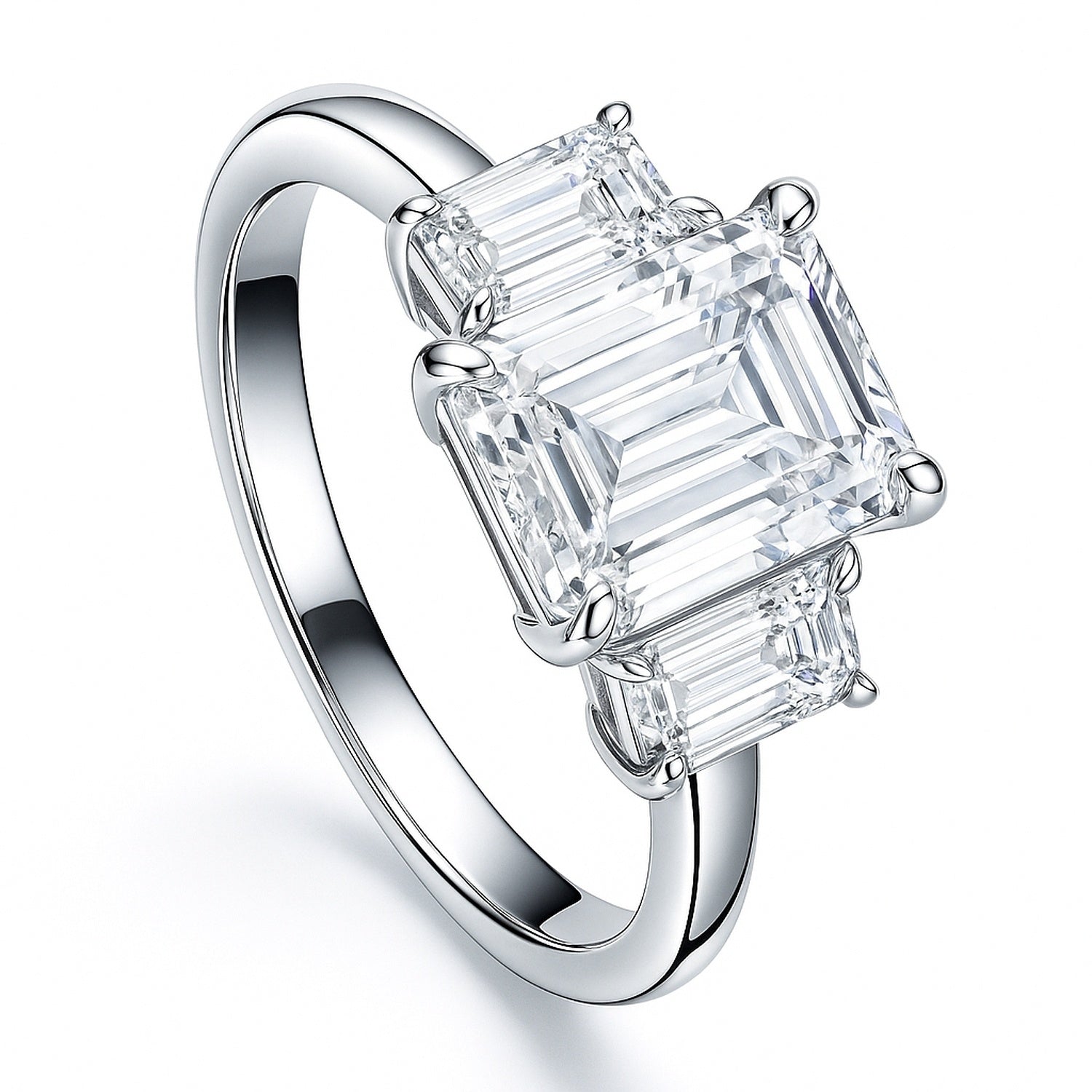 Sterling Silver 3-Stone Promise CZ Wedding Engagement Ring #R1871