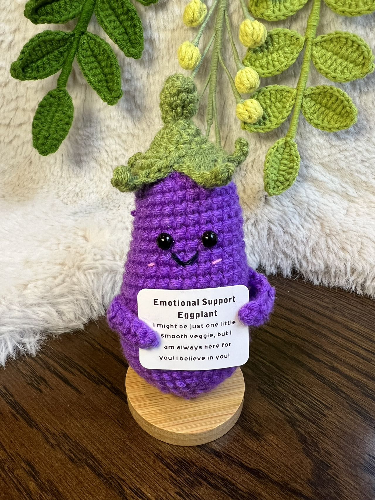 Unique Handmade Crochet positive veggie+Emotional Support carrot