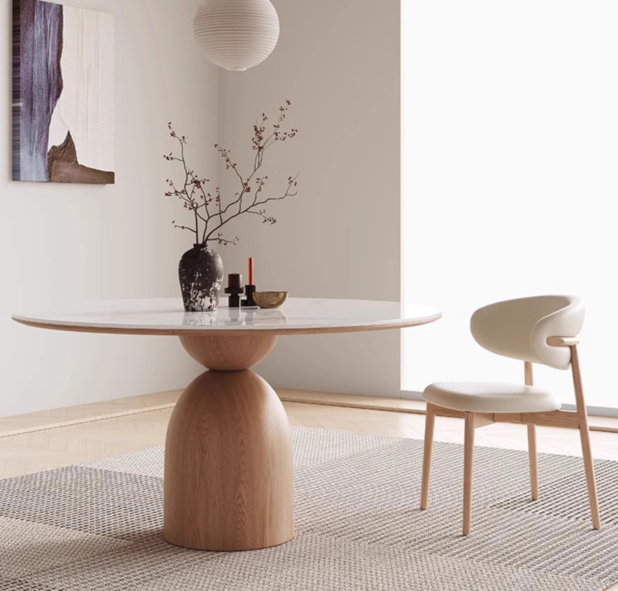 円形テーブルダイニングテーブル丸テーブルセラミック＆アッシュ材脚