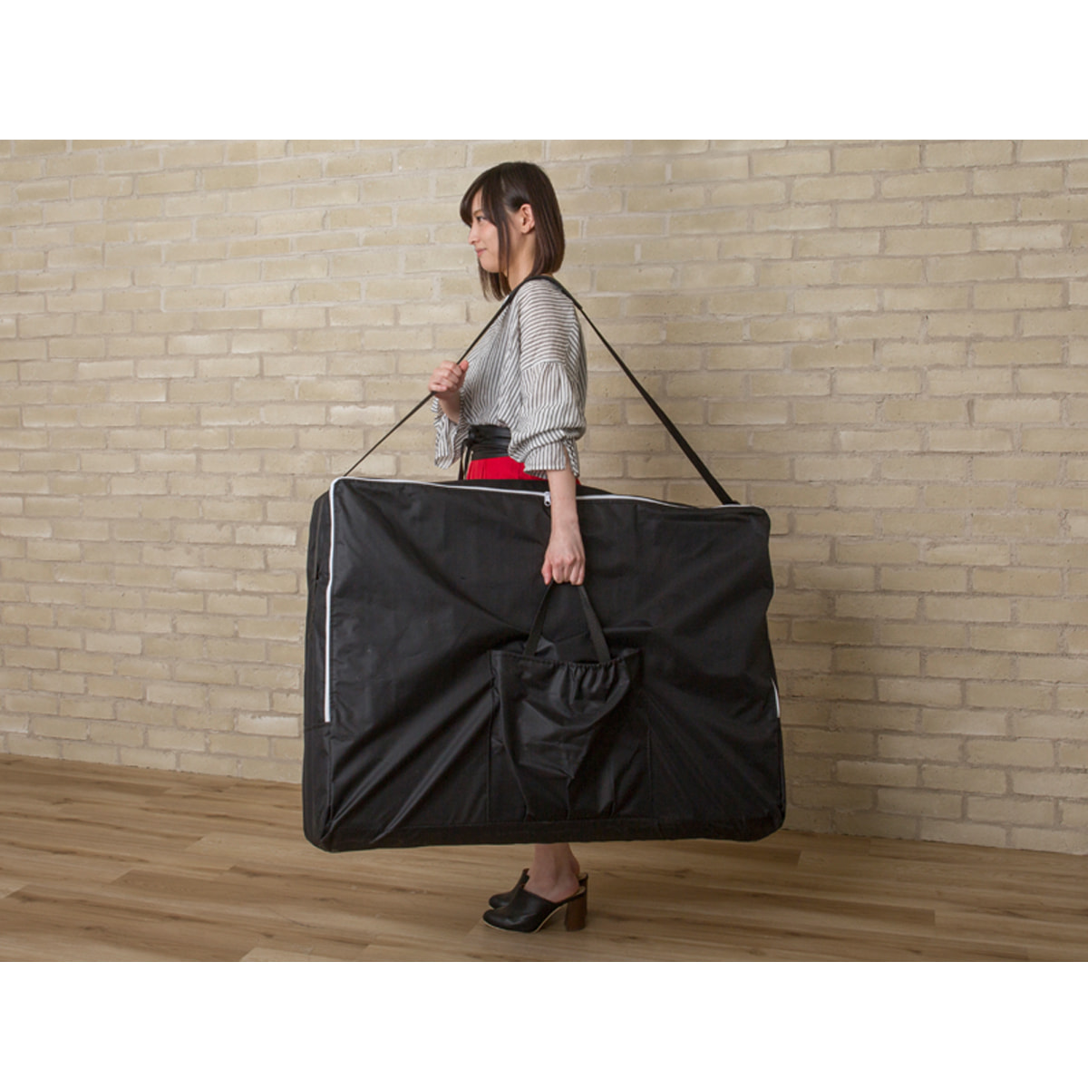 軽量木製折りたたみベッド EB-03DX（キャリーバッグ付）（ホワイト）の