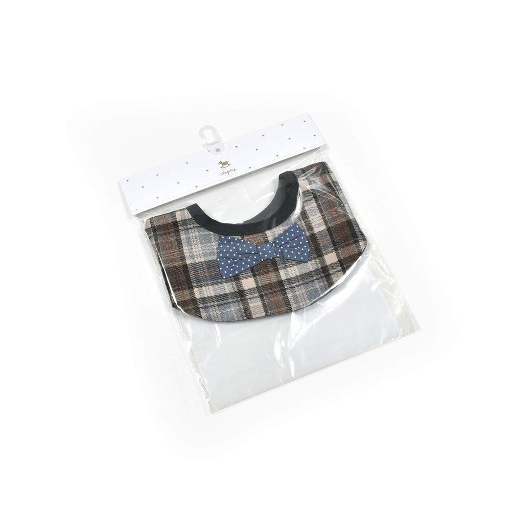 リボン付きチェック柄前後切り替えスタイベビー(ワンサイズ ベージュ系