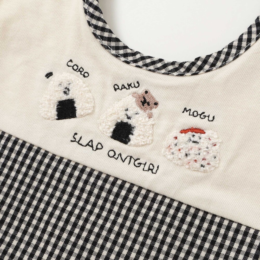 お揃い】コロコロおにぎりサガラ刺しゅうアフガン風スタイベビー(ﾜﾝ