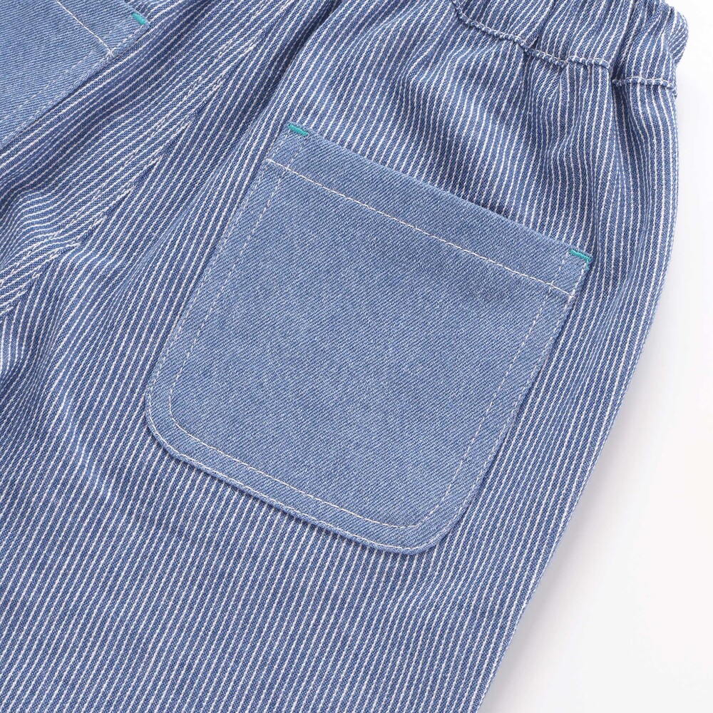 飛行機くるま裾刺しゅうデニムヒッコリー5.5分丈パンツ(80~130cm)(80cm