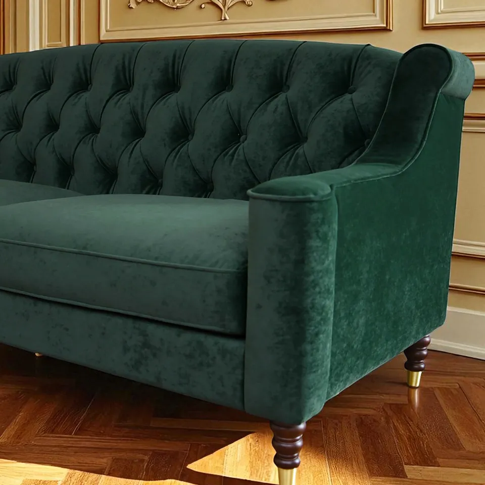 ロワイヤル ヴェール 3人掛けソファ(3P) ベルベット グリーン ｜ロココ