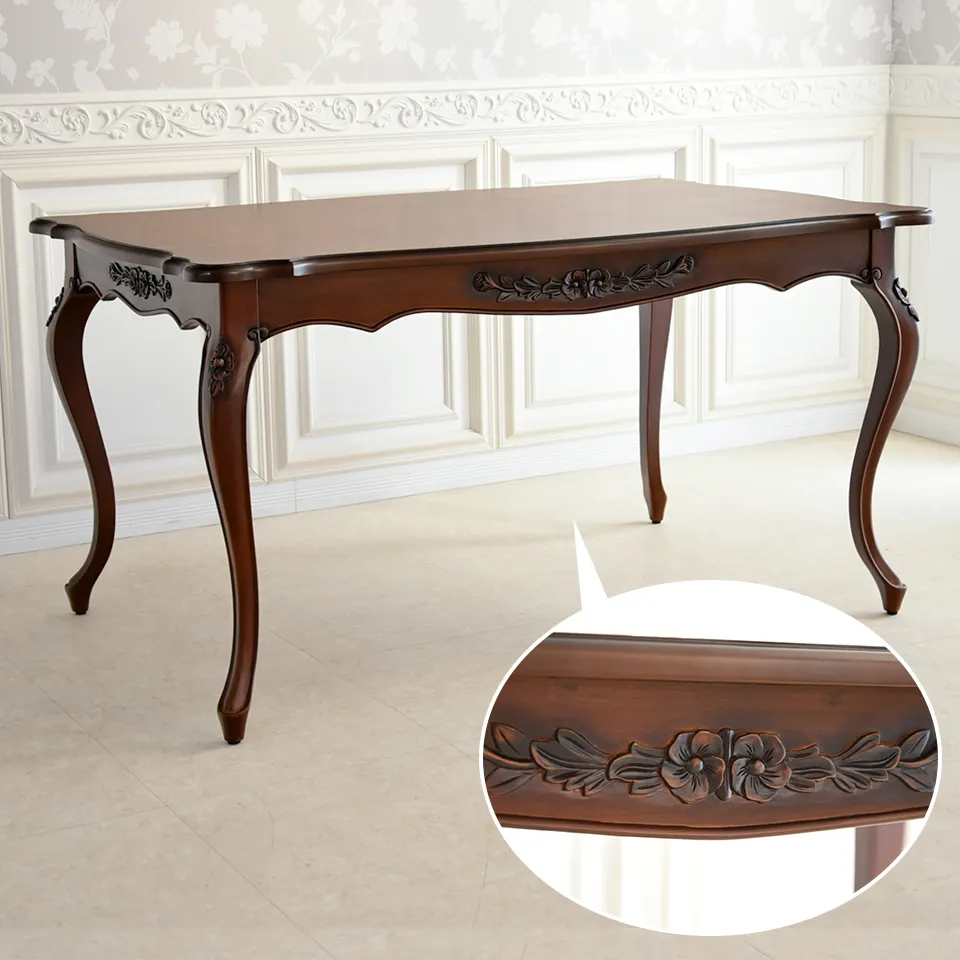 英国調 クイーンアン様式 ダイニングセット5P ブラウン 幅140cm