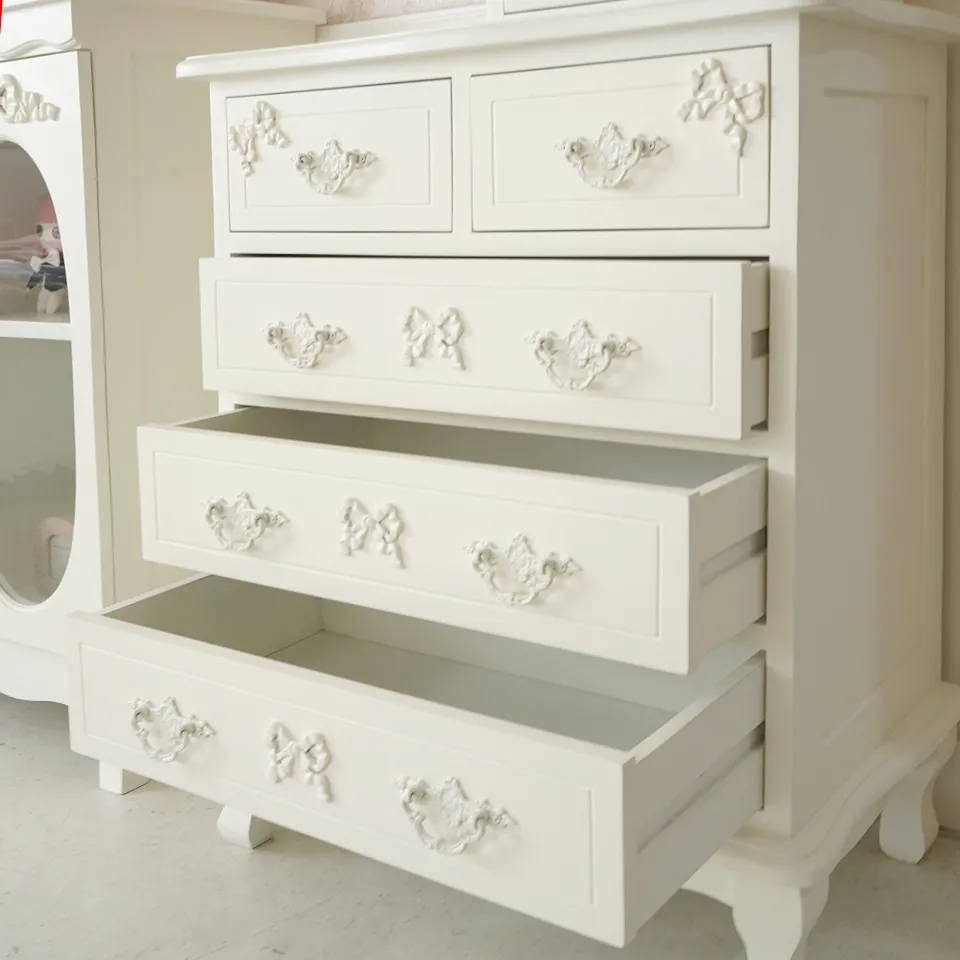 ステラリボン 姫系 チェスト ホワイト 幅65cm｜ロココ調家具通販 ベベ