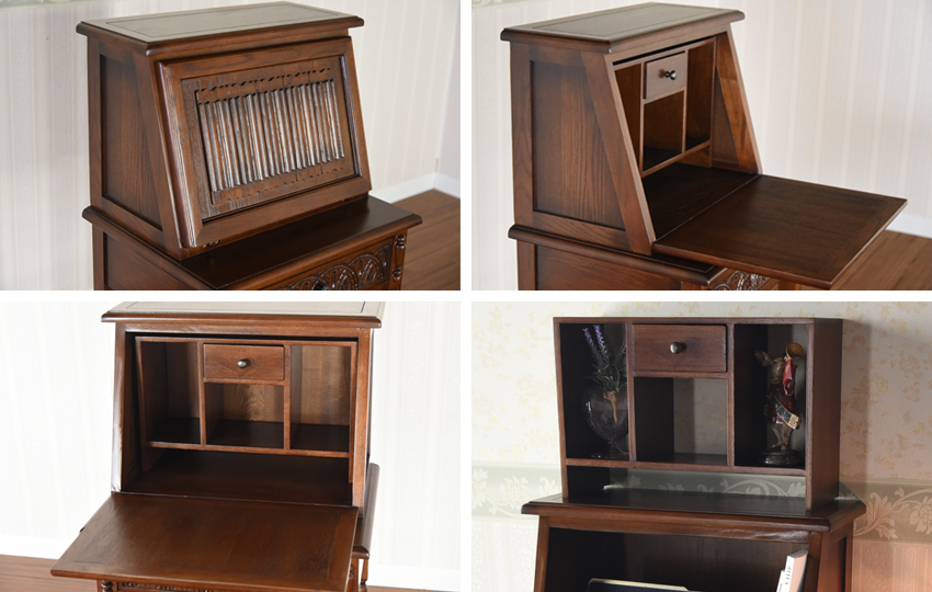 英国 アンティーク調 オーク ライティングビューロー 幅55cm | ロココ