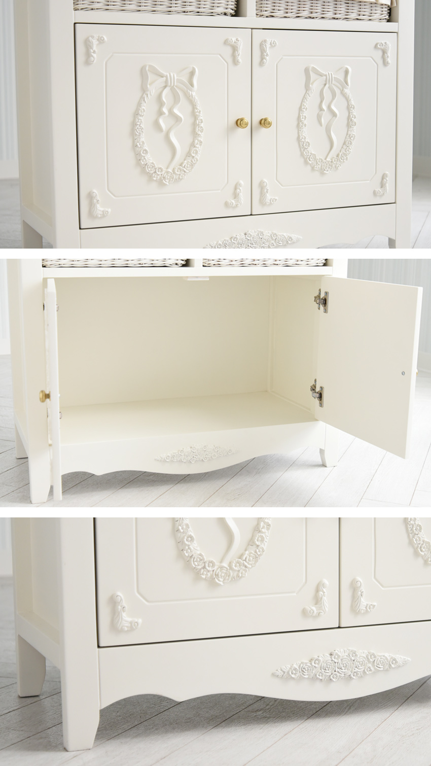 スノーホワイト プリンセス カウンターキャビネット 幅78cm | ロココ調