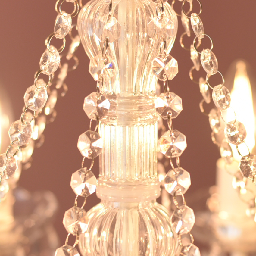 LED電球付 8灯 シャンデリア ホワイトプリンセス 簡単取付 幅51cm