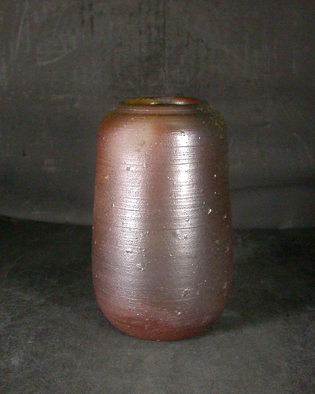 備前焼 穴窯 備前焼ベテラン作家 松嶋 勉 共箱付き黄ゴマ掛花入1