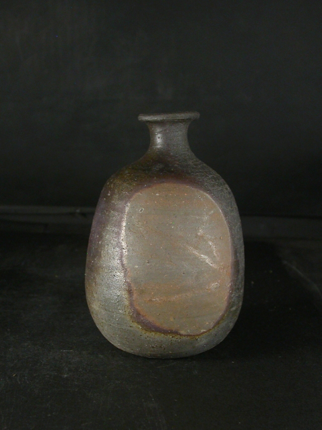 備前焼 登窯 備前焼作家・日展書家 故守時 大融 四方桟共箱付き窯変