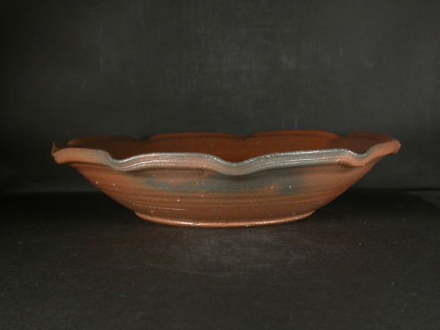 備前焼 塩窯 備前焼ベテラン作家 本山 和泉 28．5センチ輪花大鉢1