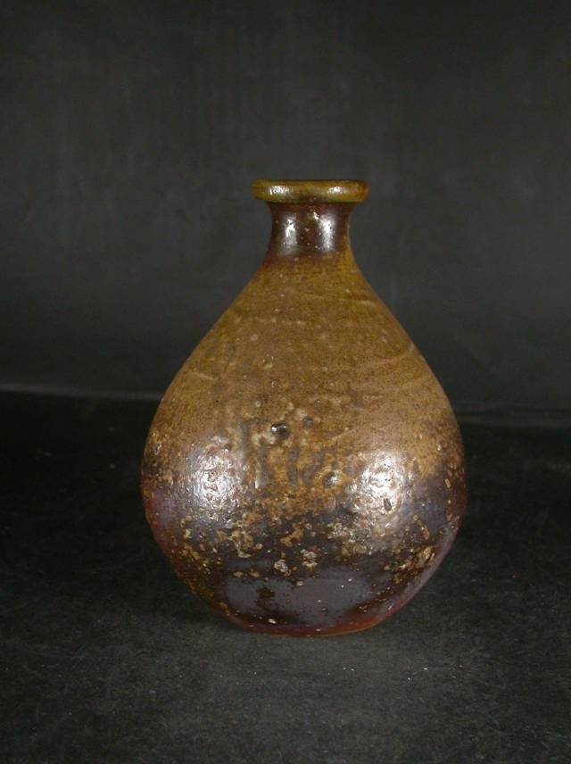 備前焼 登窯 備前焼人間国宝 伊勢崎 淳 共箱付黄ゴマ徳利16 備前焼卸