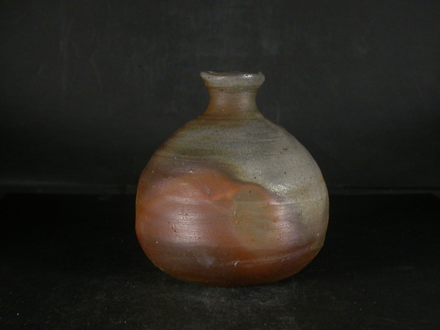 備前焼 登窯 備前焼人気作家 中村 真 四方桟共箱付き窯変蕪徳利1