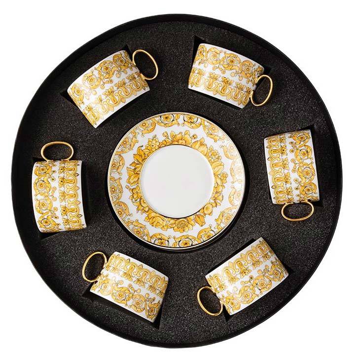 Versace Medusa Rhapsody Tea Cup & Saucer Set Six Round Hat Box