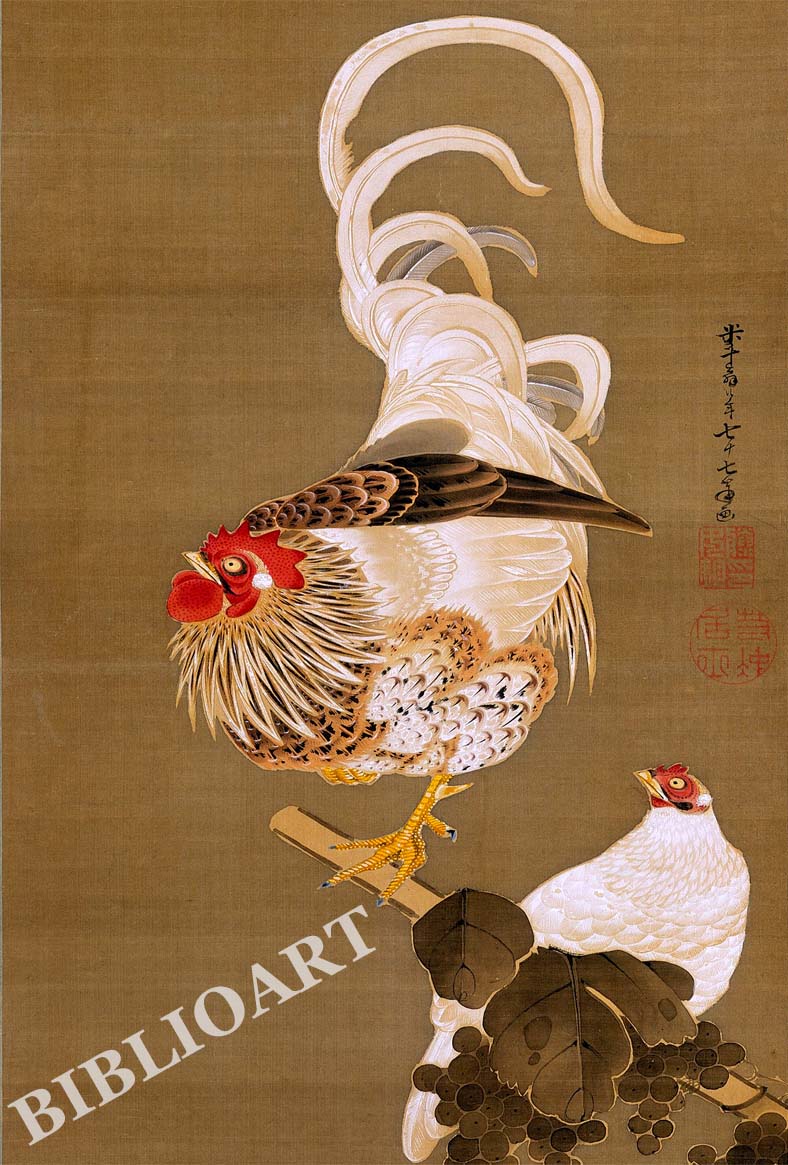 ビブリオポリ-伊藤若冲-葡萄双鶏図