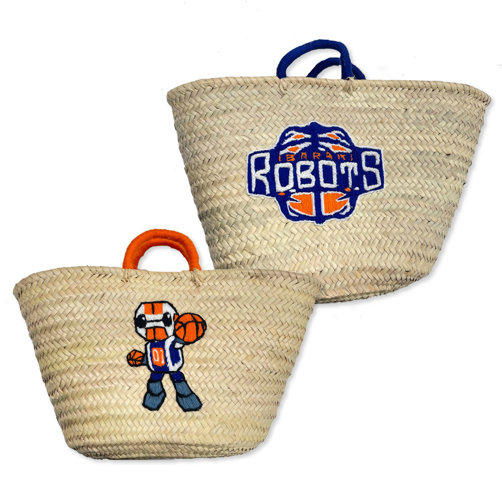 モロッコ製ハンドメイド刺繍かごバッグ｜茨城ロボッツ｜B.LEAGUE（B