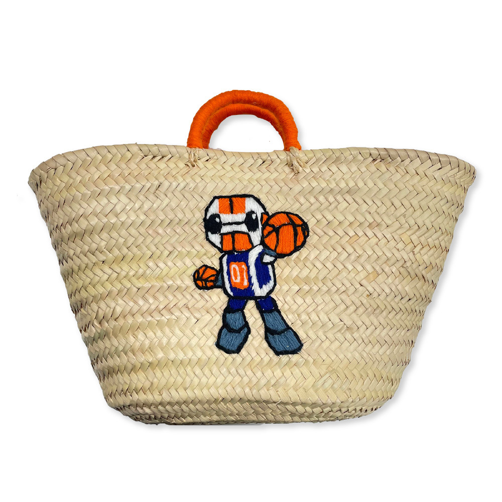 モロッコ製ハンドメイド刺繍かごバッグ｜茨城ロボッツ｜B.LEAGUE（B