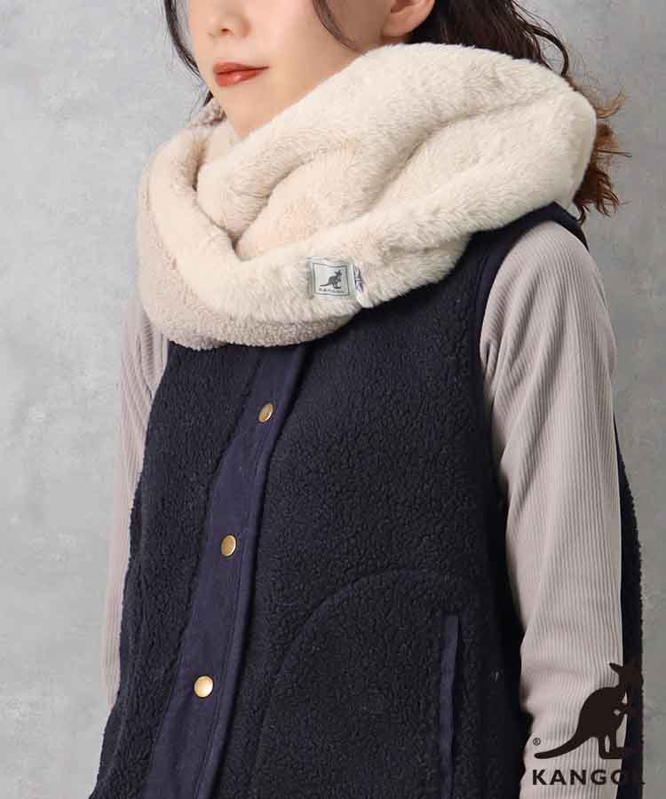 KANGOLファー×ボアスヌード KANGOL スヌード ライトベージュ