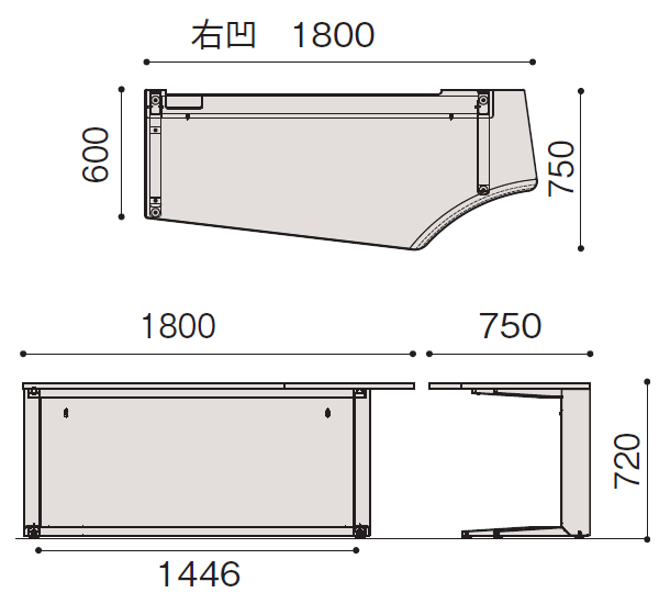 イトーキ 診察デスク レガーノ（regano） 右凹型天板 W1800 JED-187TR-WL