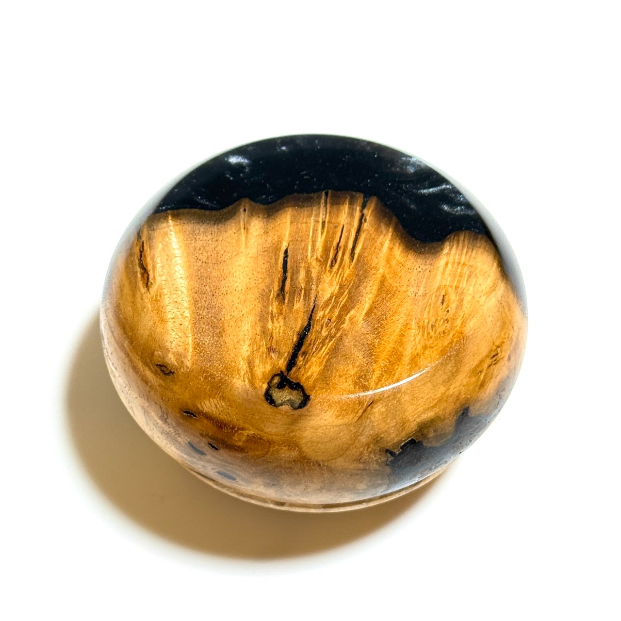 ハイブリッド・ウッドの香合（胡桃瘤） 墨色 70mm まんじゅう型 1