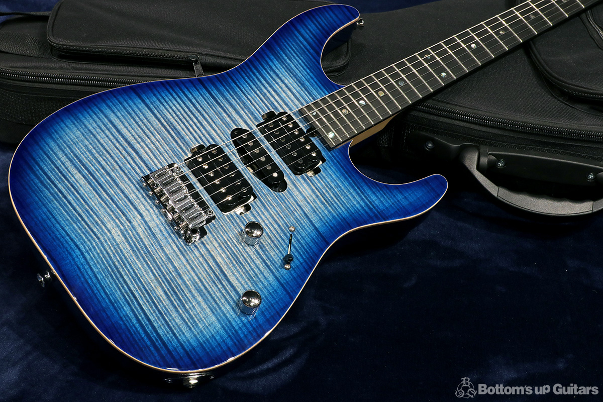 T's Guitars DST-Pro 24 Flame - Trans Blue Denim Burst - @ Bottom's