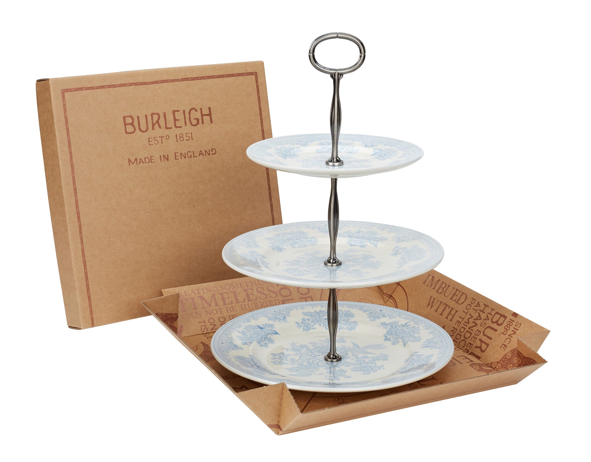 Blue Asiatic Pheasants 3 Tier Cake Stand Gift Boxed – Burleigh Pottery