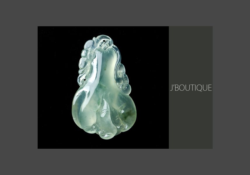 ミャンマー産天然無処理翡翠 佛手柑 ペンダント 冰 薄緑