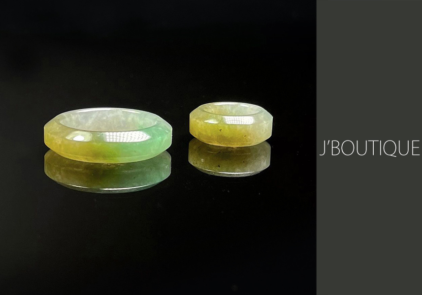 ミャンマー産天然無処理翡翠 くりぬき リング 指輪 セット 黄翡 オフ